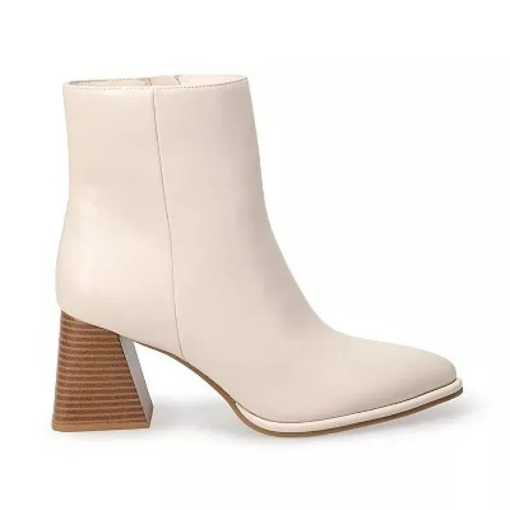 🖤 Sonoma Goods For Life Women's AnklHeeled Boots in Bone | Size 8.5 - Picture 1 of 3